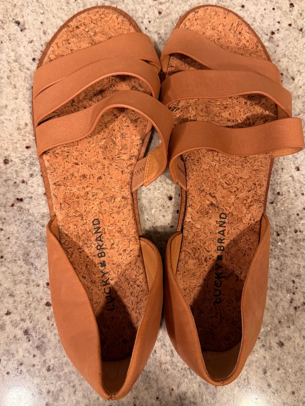 Lucky Brand Women's Tan Multi-Strap Cork Insole Sandals